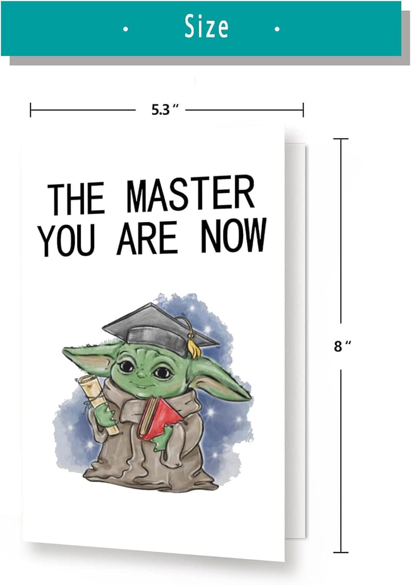Graduation Card with Funny Baby Yoda Design for Masters