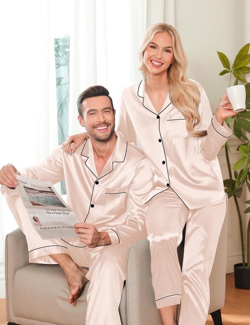 Couples' Silky Satin Matching Pajamas Set