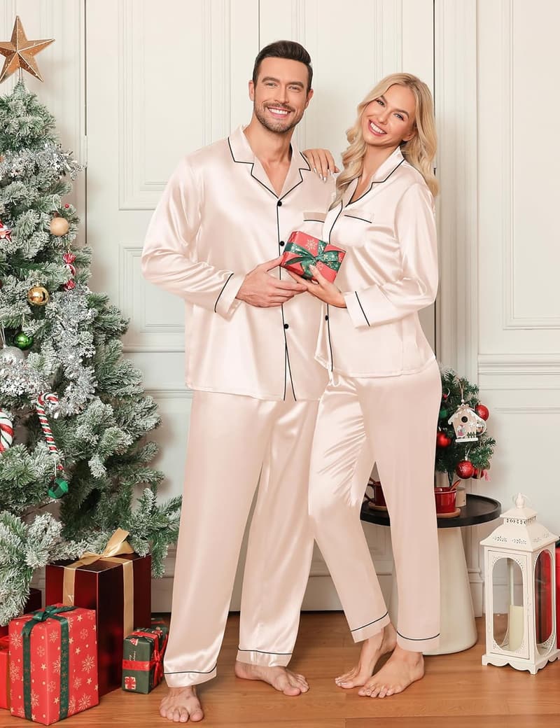 Couples' Silky Satin Matching Pajamas Set