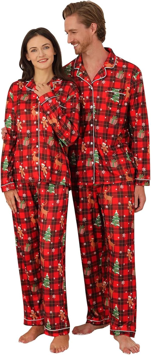 Christmas Matching Pajamas Set for Couples - Button Down Loungewear