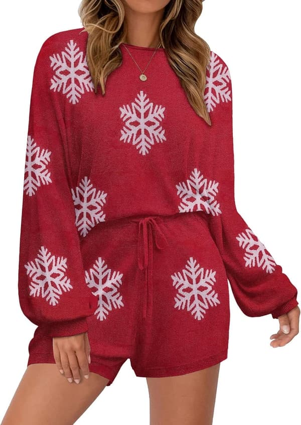 Women’s Knit Pajamas Set - Long Sleeve Casual Lounge Wear