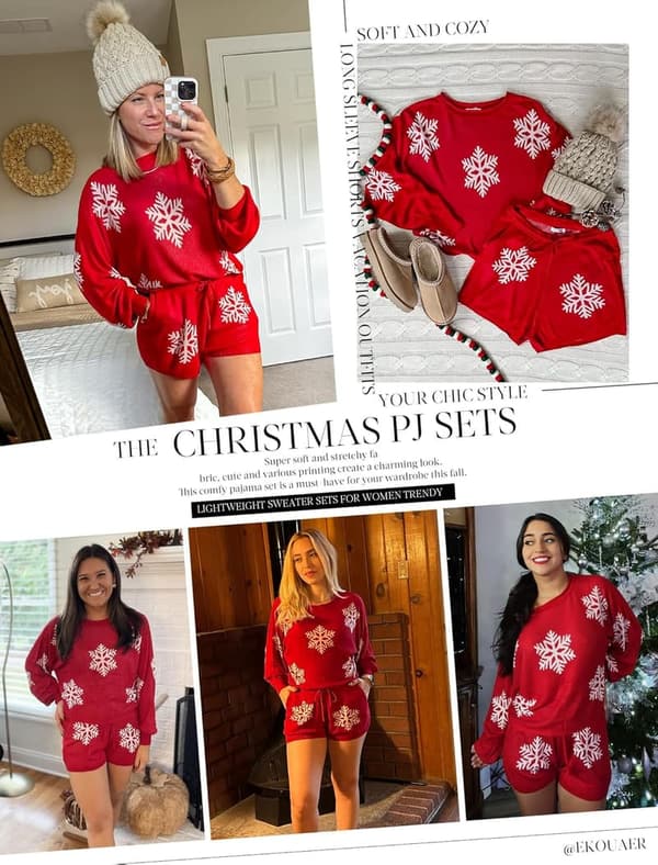 Women’s Knit Pajamas Set - Long Sleeve Casual Lounge Wear