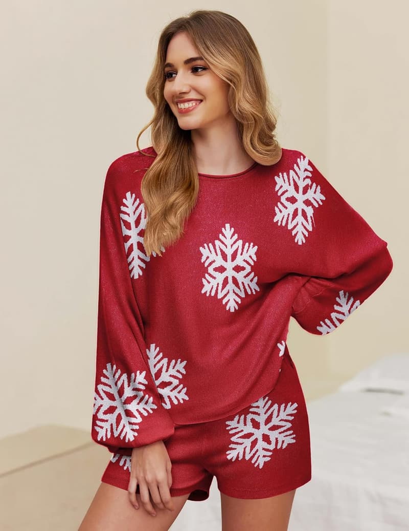 Women’s Knit Pajamas Set - Long Sleeve Casual Lounge Wear