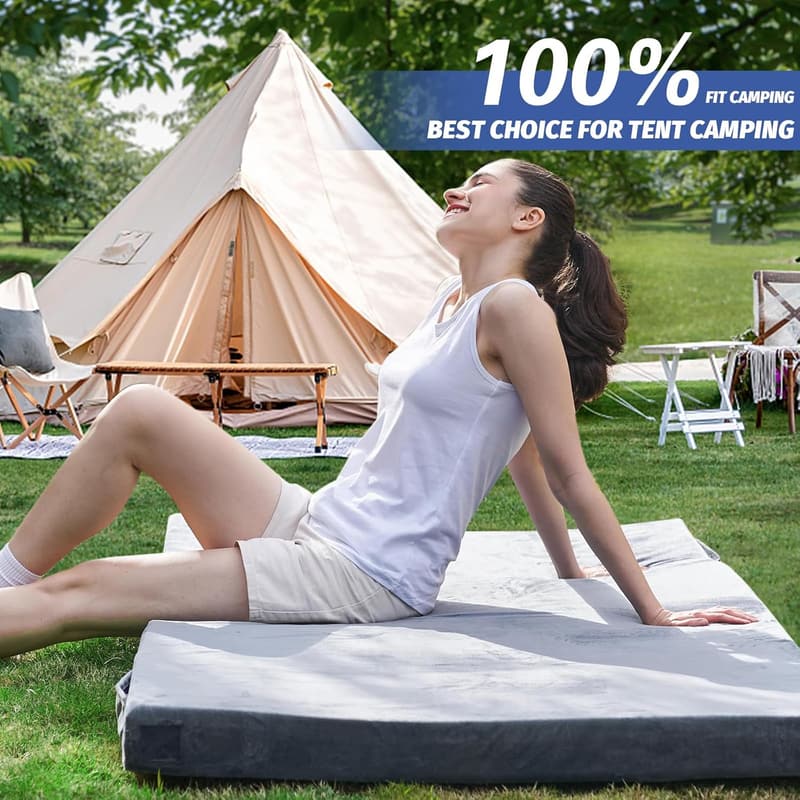 Portable Memory Foam Camping Mattress Pad with Travel Bag