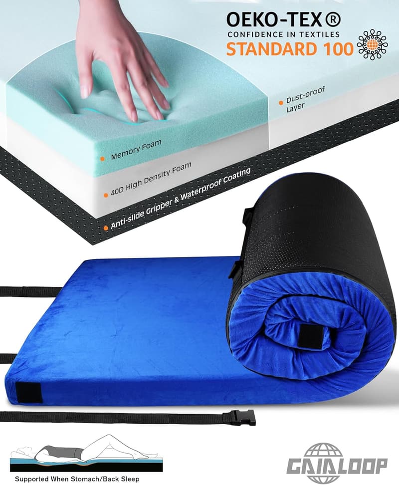 Portable 3-Inch Memory Foam Camping Mattress for Guests