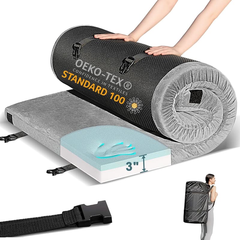 Portable Waterproof Memory Foam Camping Mattress Pad with Travel Bag