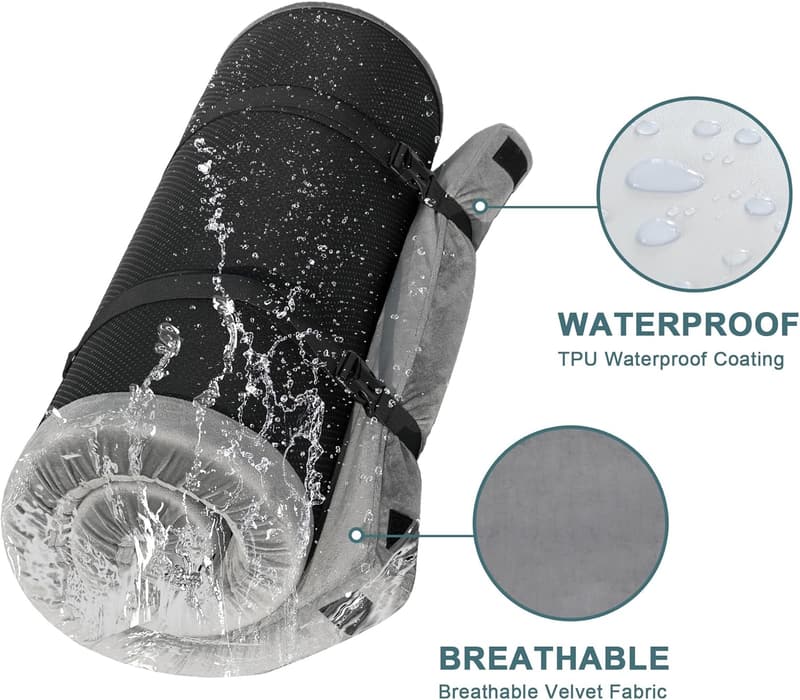 Portable Waterproof Memory Foam Camping Mattress Pad with Travel Bag