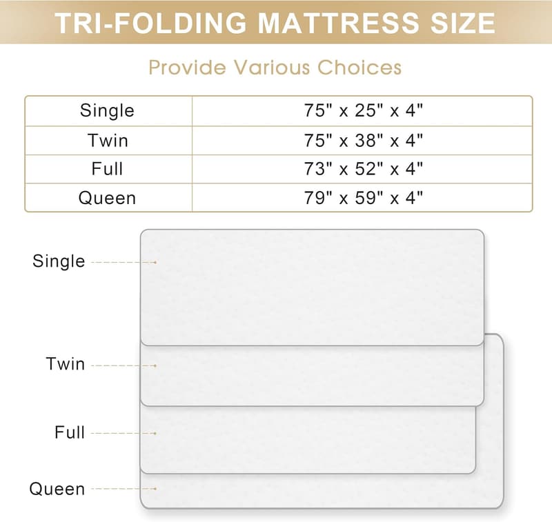 4-Inch Memory Foam Folding Mattress with Bamboo Cover