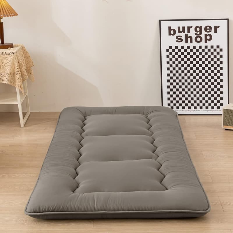 Charcoal Grey Japanese Floor Mattress for Adults - Foldable Cot Mattress