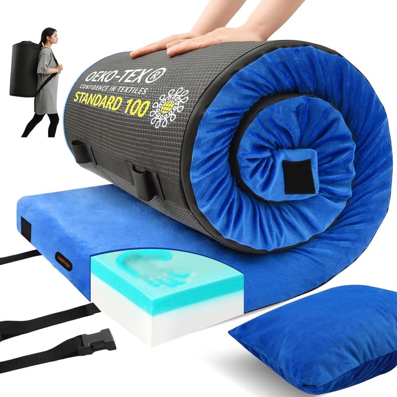 Portable Memory Foam Camping Mattress Pad for Adults