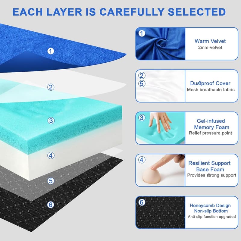 Portable Memory Foam Camping Mattress Pad for Adults