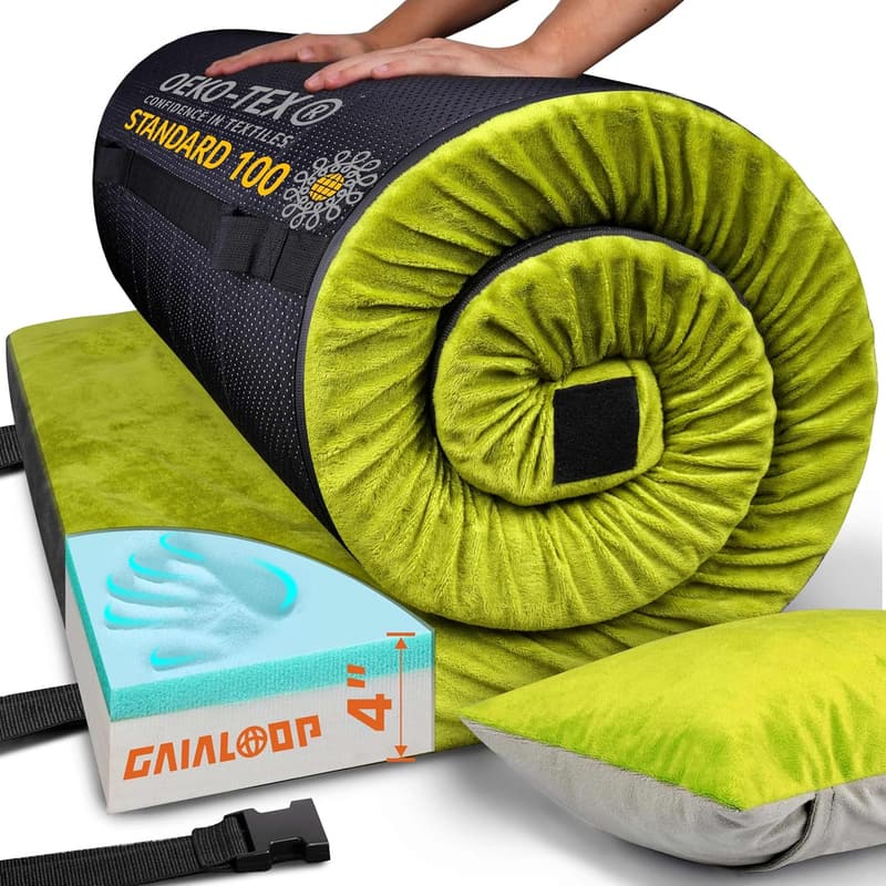 Extra Thick 4-Inch Memory Foam Camping Mattress for Side Sleepers