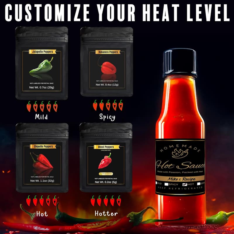DIY Hot Sauce Kit – Includes 4 Peppers, Perfect for Dad's Birthday