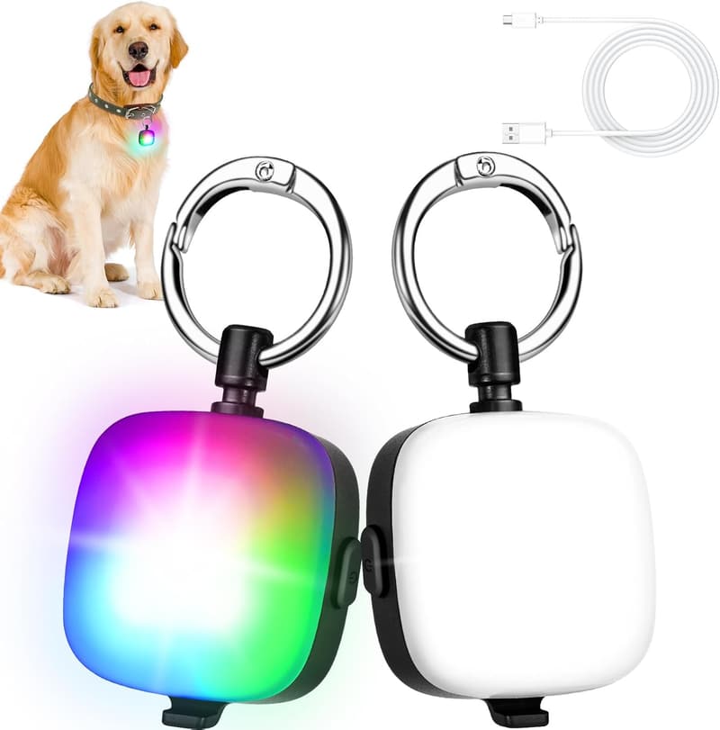 LED Rechargeable Dog Collar Lights - 2-Pack for Night Safety