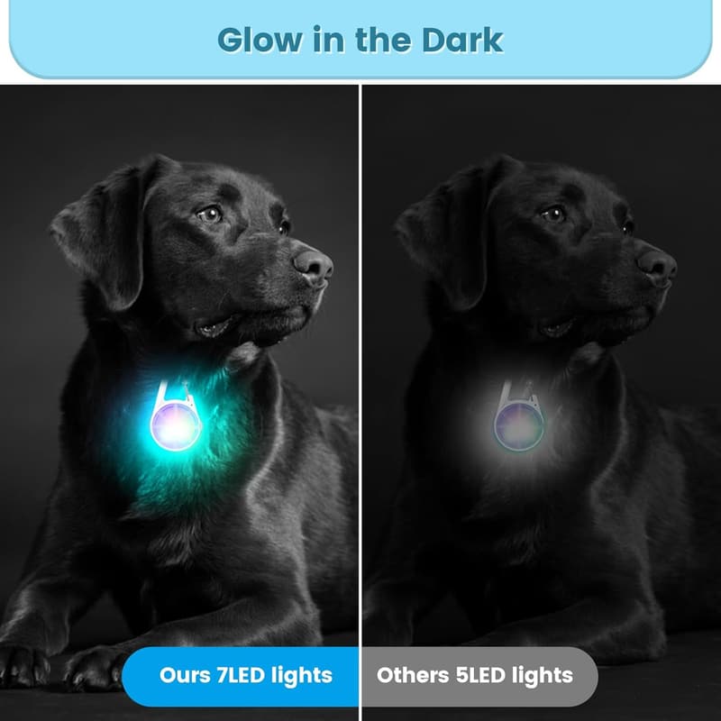 LED Dog Collar Lights - Rechargeable RGB Clip-On for Night Walks