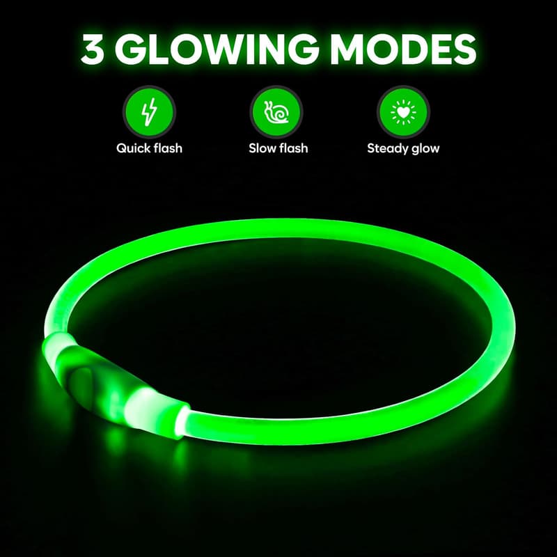 LED Dog Collar - USB Rechargeable Glow Collar for Night Safety