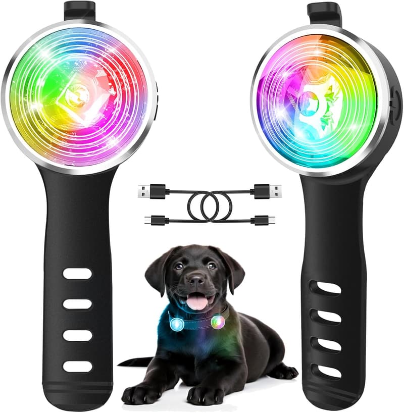 Rechargeable LED Dog Collar Lights - 2-Pack, IP66 Waterproof
