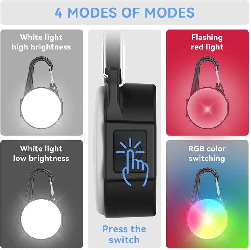Rechargeable IP68 Waterproof Dog Collar Lights - 2 Pack