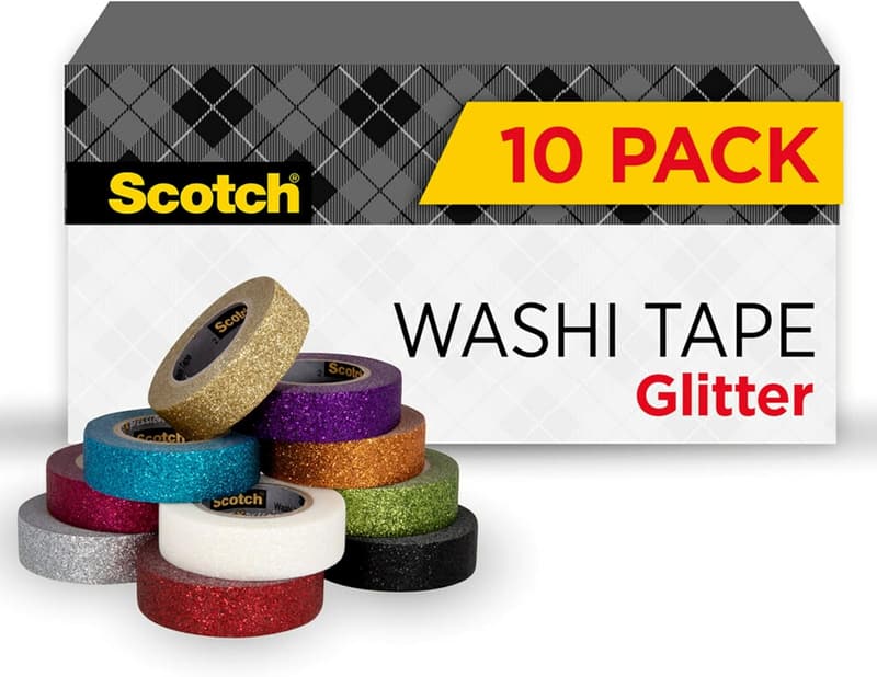 Holiday Glitter Washi Tape Set - 10 Rolls for DIY Crafts