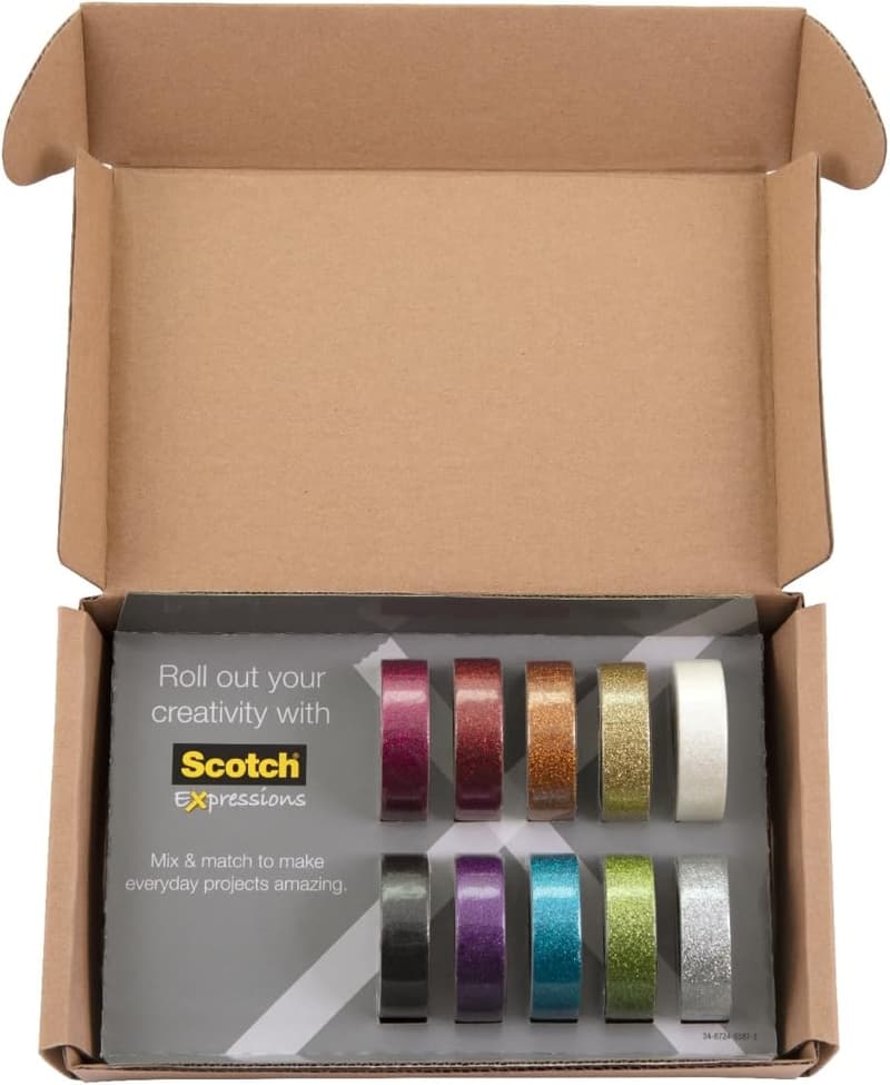 Holiday Glitter Washi Tape Set - 10 Rolls for DIY Crafts