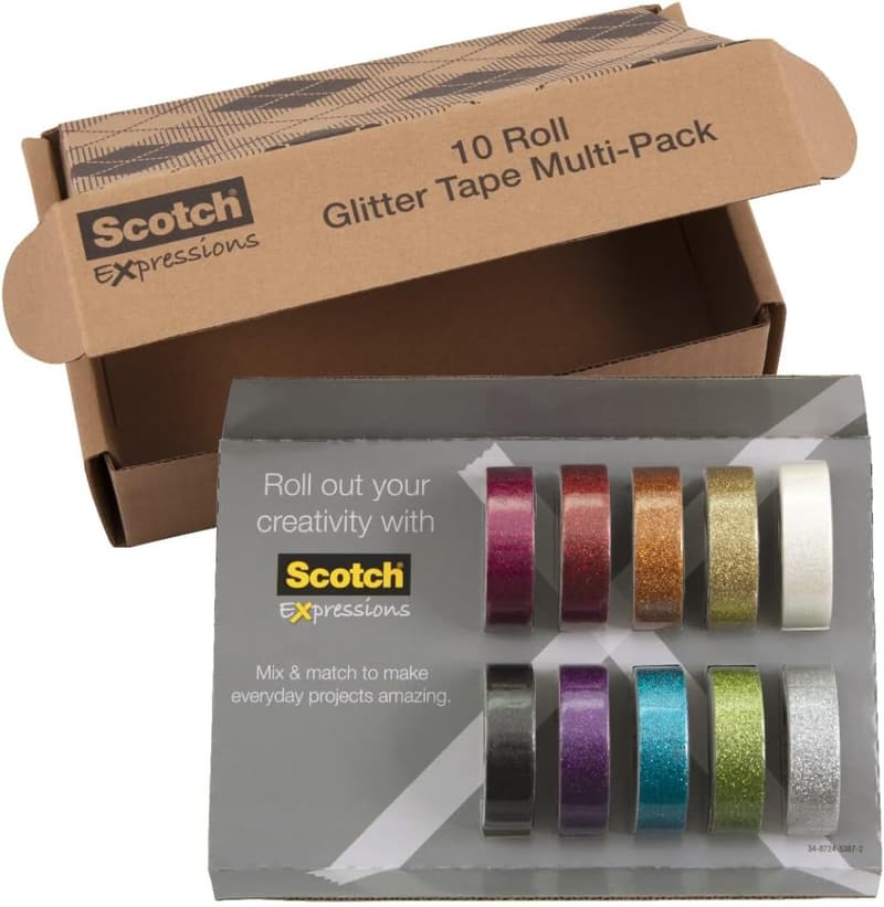 Holiday Glitter Washi Tape Set - 10 Rolls for DIY Crafts