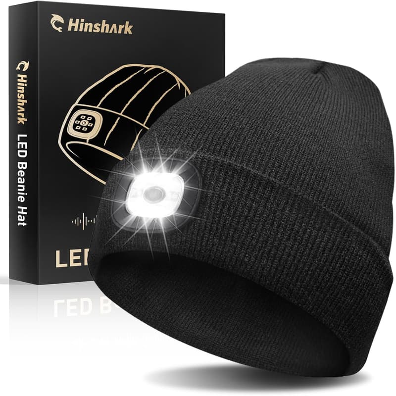 LED Beanie Hat with Light for Father's Day - Unisex Rechargeable Headlamp