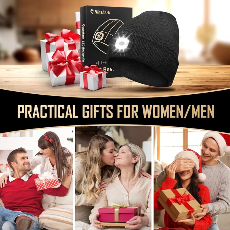 LED Beanie Hat with Light for Father's Day - Unisex Rechargeable Headlamp