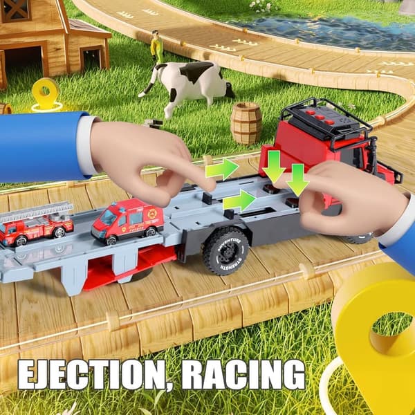 Transforming Truck Toy with Race Tracks for Kids 3-7