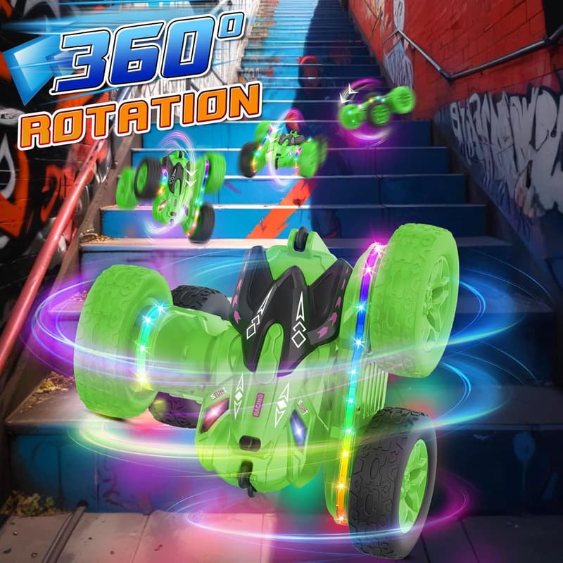 All-Terrain Remote Control Stunt Car with Lights for Kids