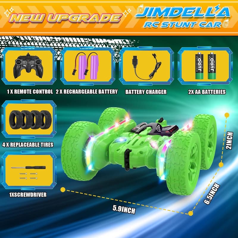 All-Terrain Remote Control Stunt Car with Lights for Kids