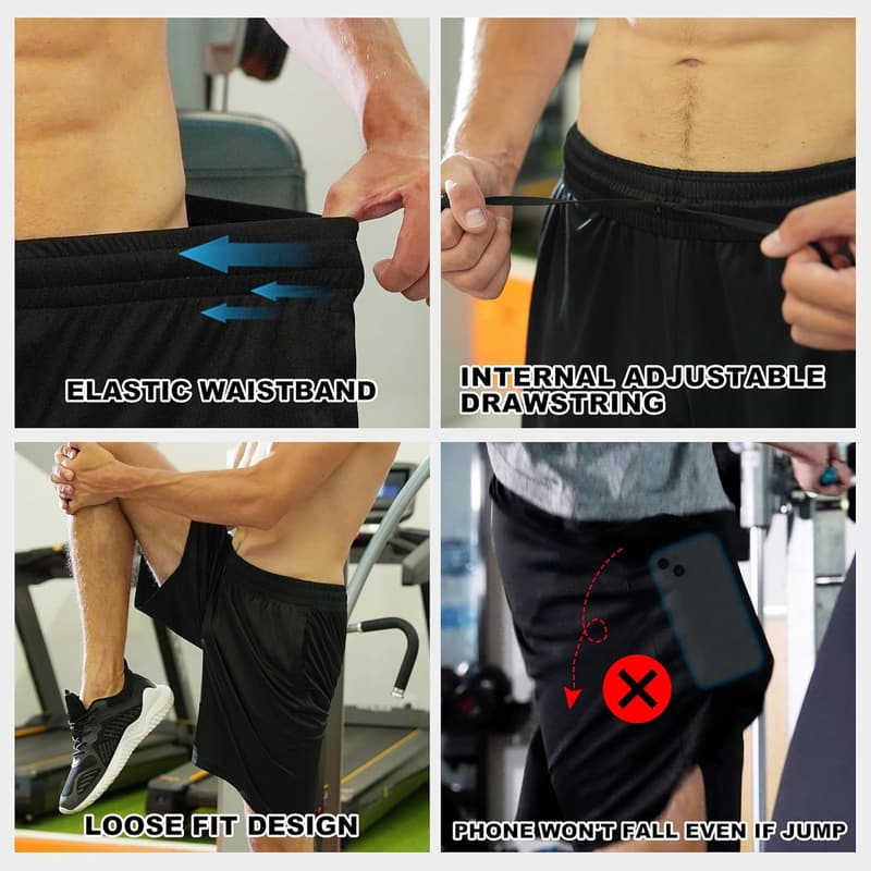 Men's Quick Dry Athletic Shorts with Pockets