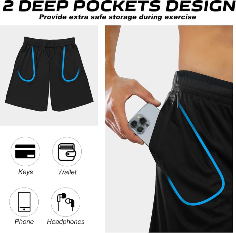 Men's Quick Dry Athletic Shorts with Pockets