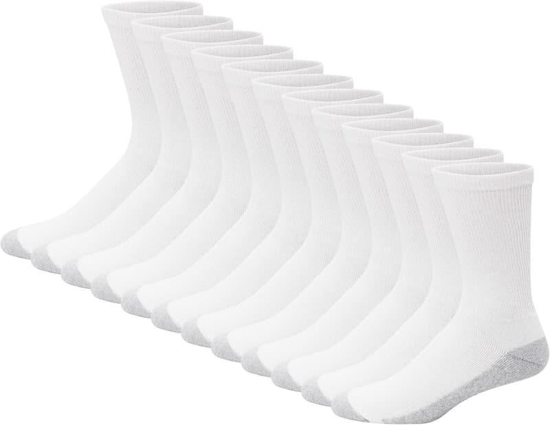 Hanes Men's Double Tough Crew Socks, 12-Pack