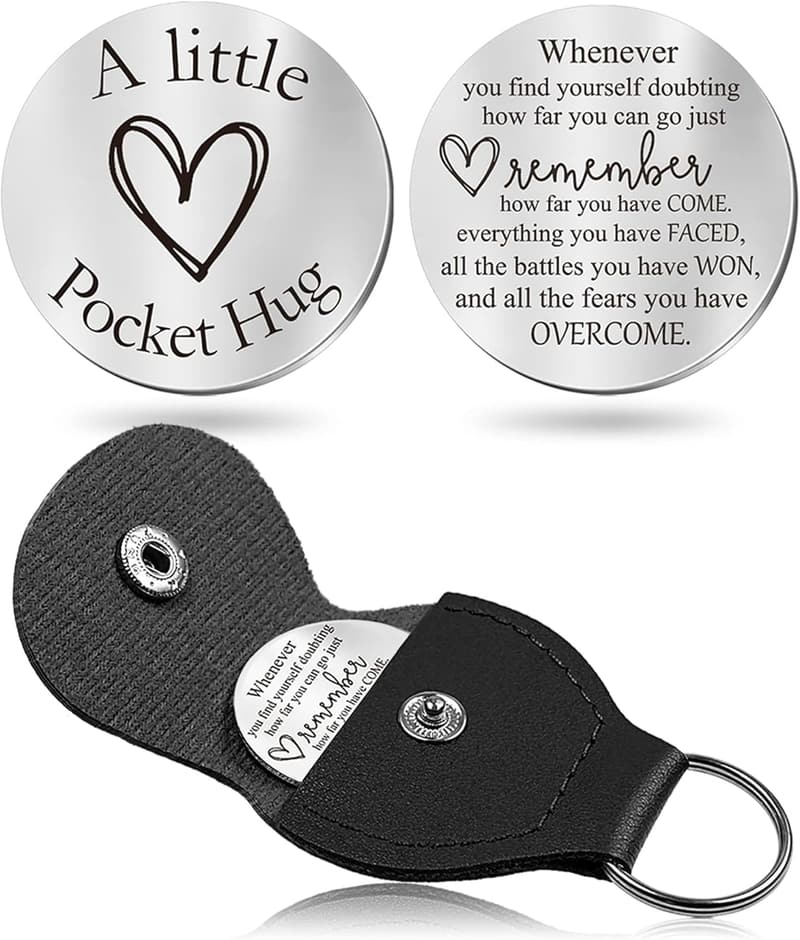 Sobriety Pocket Hug Token Keychain for Men & Women