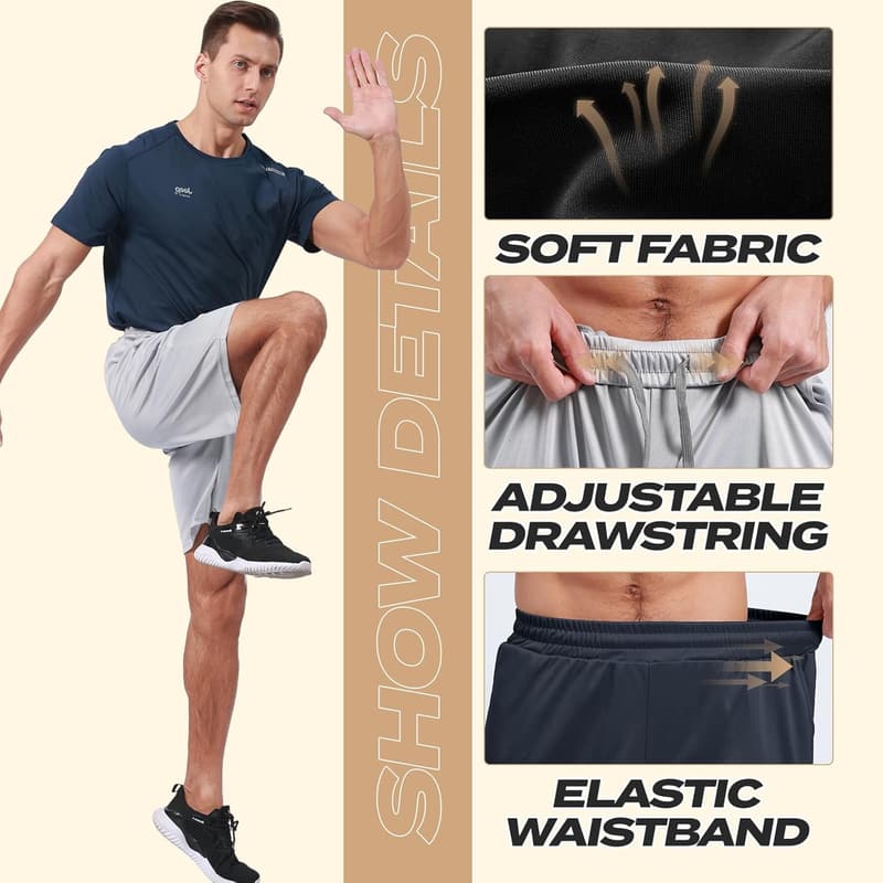 Men's Quick-Dry Gym Shorts - 5-Pack Athletic Activewear