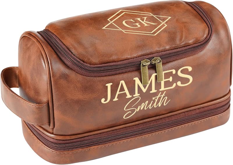 Personalized Leather Toiletry Bag for Father's Day