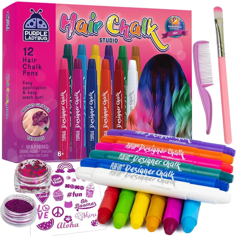 Birthday Gift - 12 Color Washable Hair Chalk for Girls 8-12