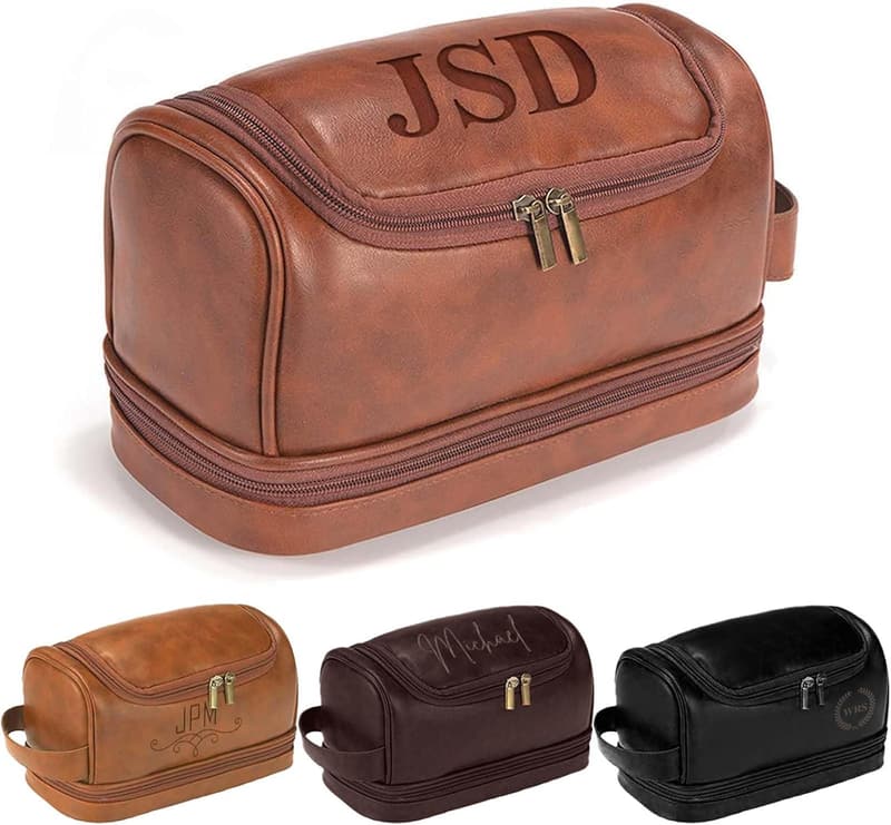 Personalized PU Leather Toiletry Bag for Men - Custom Gift