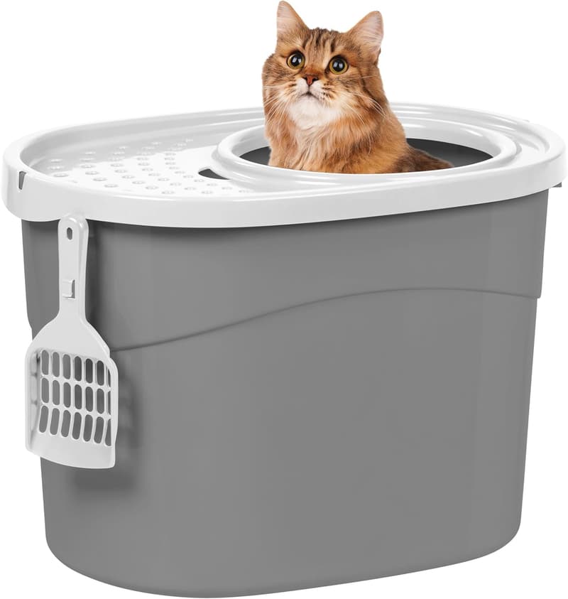 Large Enclosed Cat Litter Box with Litter Catching Lid