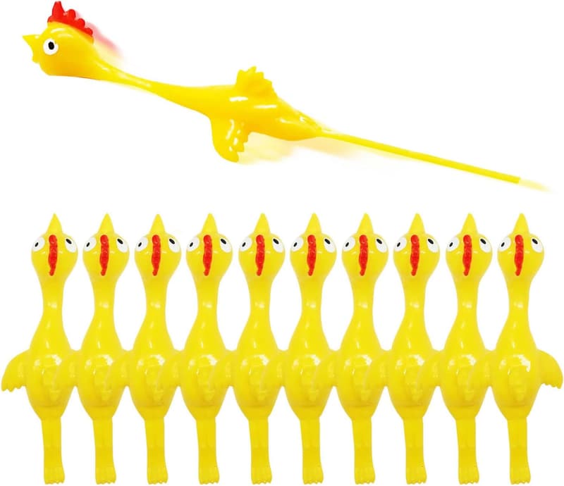 Rubber Chicken Slingshot Stress Toys - 10 Pcs Novelty Gift