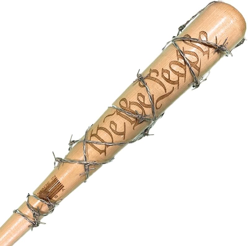 Engraved Bat with Barbwire Wrap - 