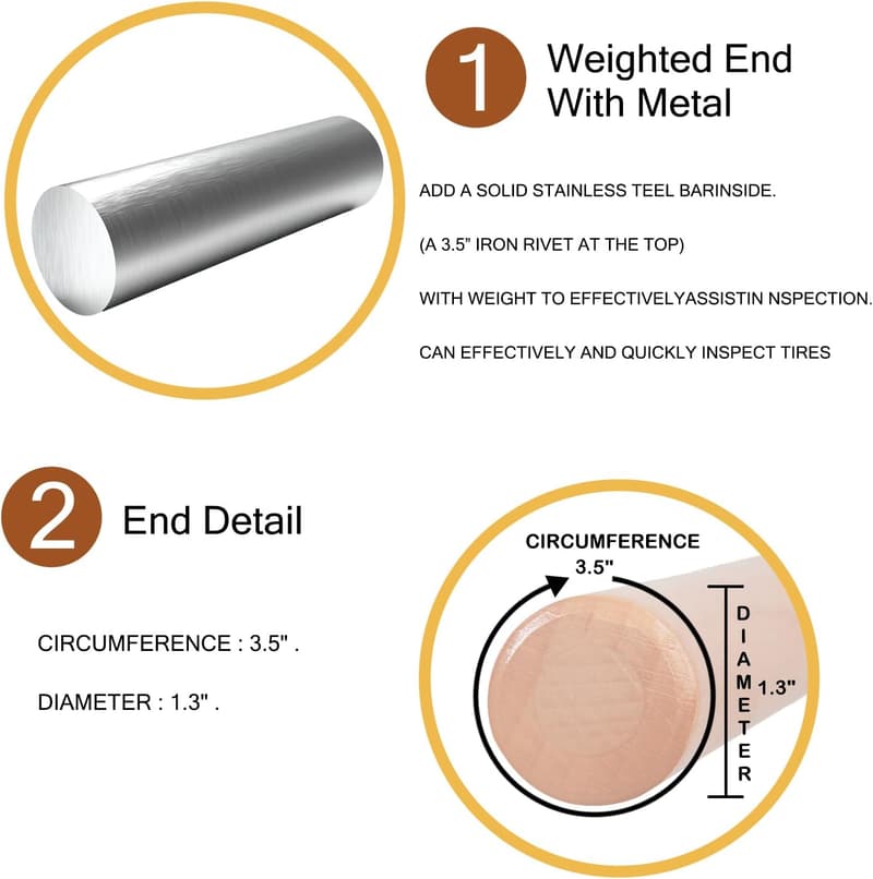 Durable Wooden Tire Thumper for Truckers with Extra Grip