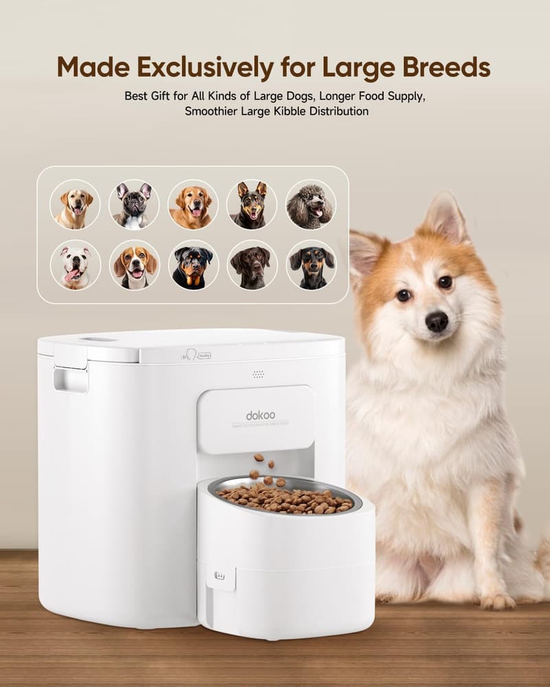 Large Breed Automatic Dog Feeder with 15L Vacuum-Sealed Storage