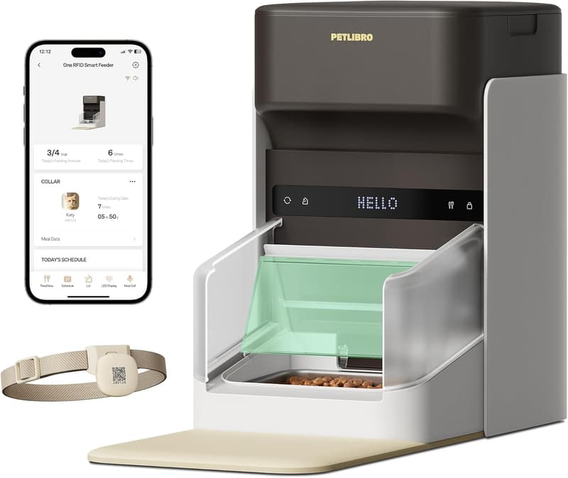 Smart Automatic Cat Feeder with App Control & RFID Tag, 3L