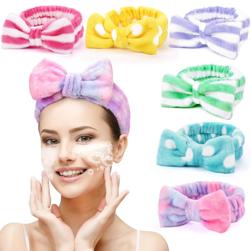 Spa Headband Set for Women - Soft Coral Fleece Hairband (6 Pack)
