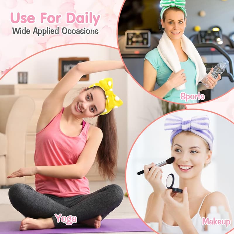 Spa Headband Set for Women - Soft Coral Fleece Hairband (6 Pack)