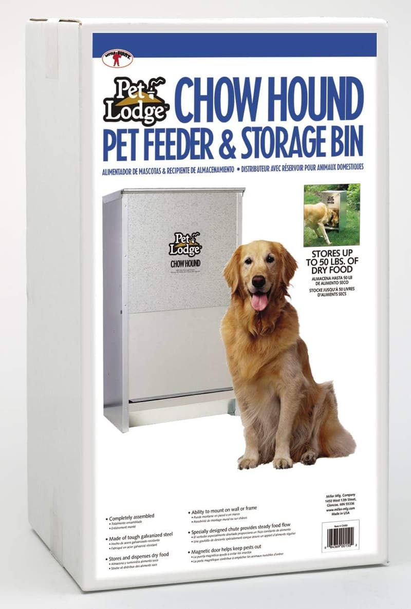Outdoor Automatic Dog Feeder for Large Dogs - 50 lb Galvanized Steel