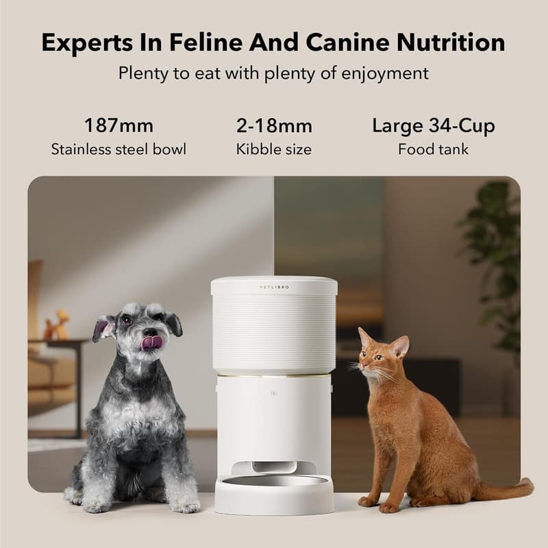 Automatic Dog Feeder with Wi-Fi, 8L Airtight Storage