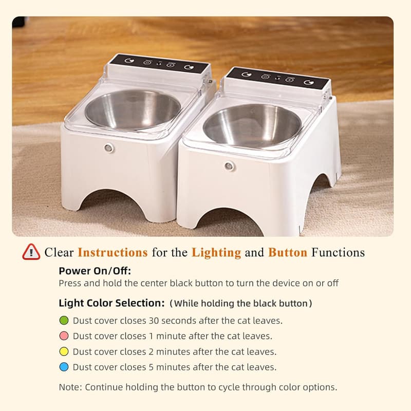 Automatic Elevated Cat Feeder - Dustproof Stainless Steel Bowl