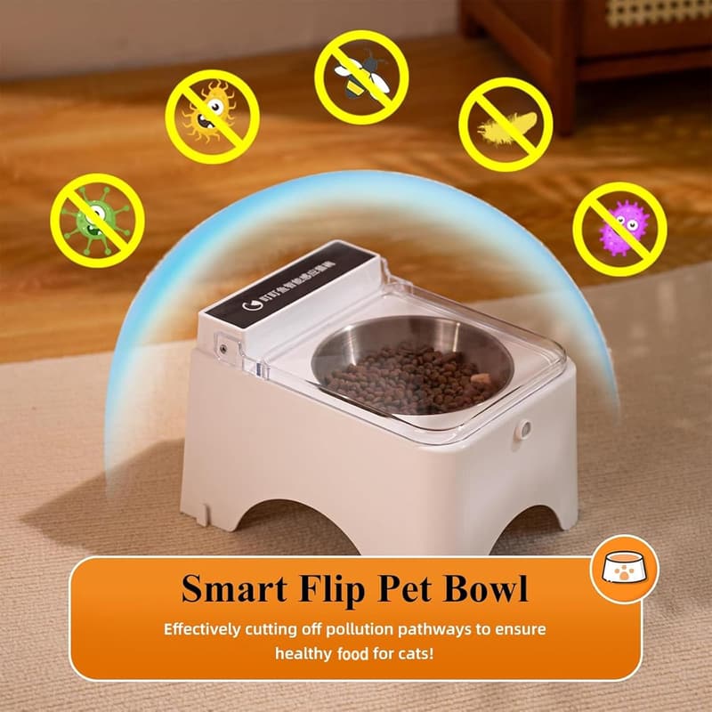 Automatic Elevated Cat Feeder - Dustproof Stainless Steel Bowl